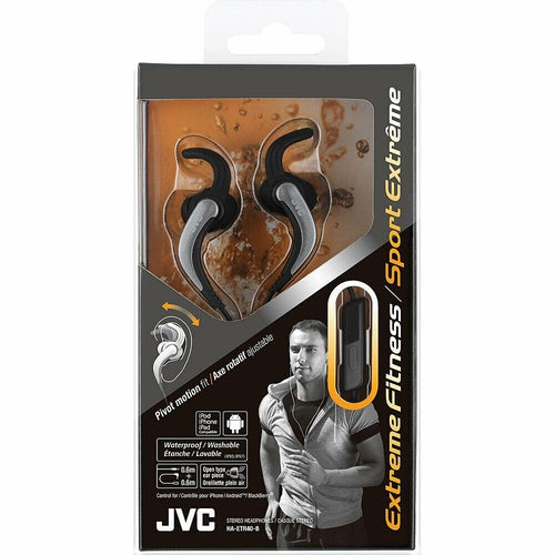 JVC-HAETR40B JVC Sports Clip Earbuds w/Remote & Mic Black/Red BRAND NEW - TuracellUSA