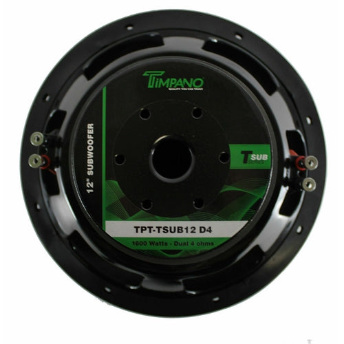 12" Subwoofer 1600W 4 Ohm DVC Pro Car Audio Bass Timpano TPT-TSUB12 D4 4+4 Ohms - TuracellUSA