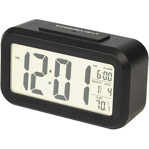 RCD11A RCA Portable Alarm Clock Auto Night Light Sensor, Temperature & Calendar - TuracellUSA