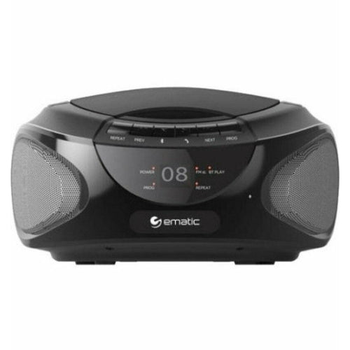 EBB9224BL Ematic CD Boombox AM/FM Radio, Bluetooth Audio and Speakerphone NEW - TuracellUSA