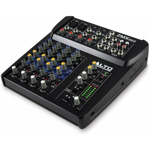 ZMX862 Alto Studio Quality 6 Channel Audio Mixing Desk Two XLR Microphone Inputs - TuracellUSA