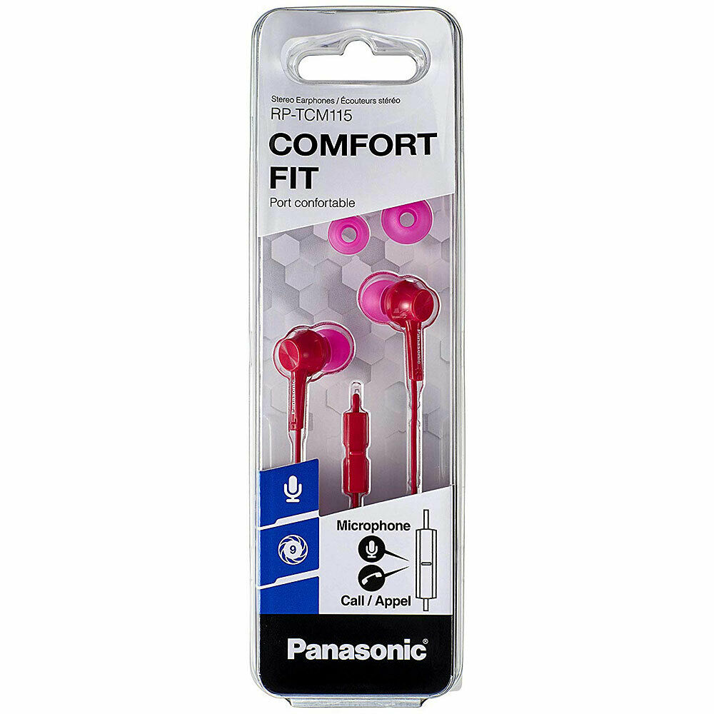 Panasonic RP-TCM115 In-Ear Headphones w/Mic and Remote 9mm Assorted Colors - TuracellUSA