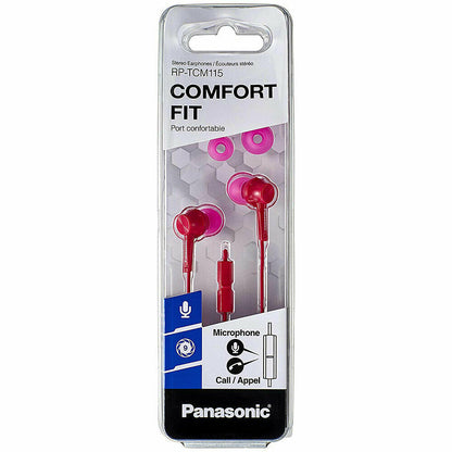 Panasonic RP-TCM115 In-Ear Headphones w/Mic and Remote 9mm Assorted Colors - TuracellUSA