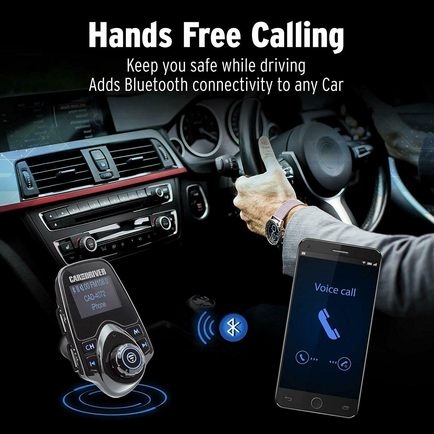 CAR AND DRIVER 4072BK BLUETOOTH FM TRANSMITTER WITH DUAL USB PORTS - TuracellUSA