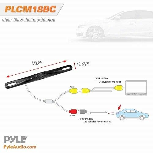 Pyle PLCM18BC License Plate Mount Rear View Color Car Backup Camera System NEW!! - TuracellUSA