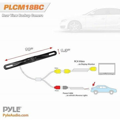 Pyle PLCM18BC License Plate Mount Rear View Color Car Backup Camera System NEW!! - TuracellUSA