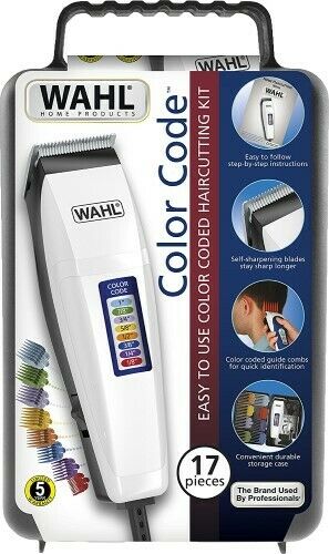 9155-700 WAHL Color Pro 17 Piece Hair Clipper Buzzer Complete Haircutting Kit - TuracellUSA