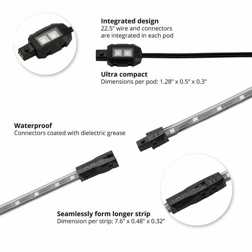 Amber Remote 10 Pod + 4 Strip Motorcycle Underglow Neon Accent Bike Lighting Kit - TuracellUSA